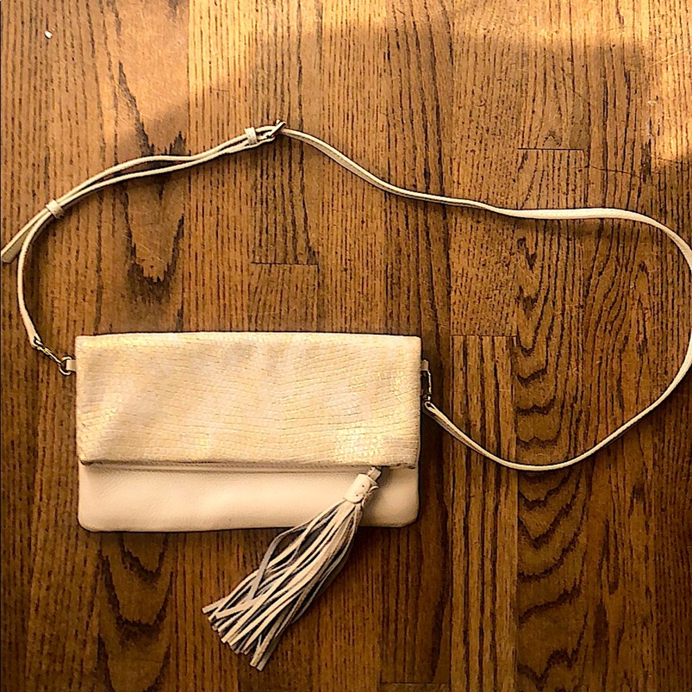 Cream Leather crossbody/clutch